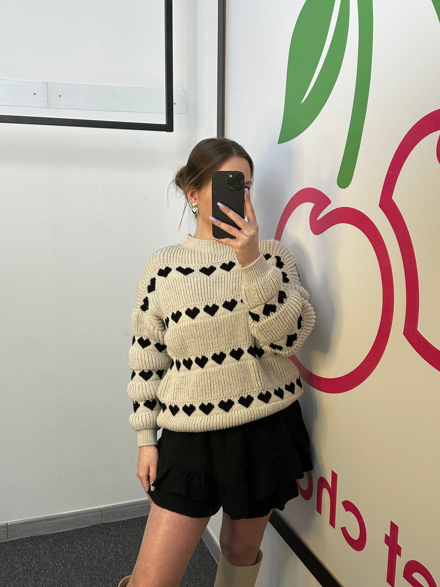 PULLOVER „LOVER" BEIGE/SCHWARZ