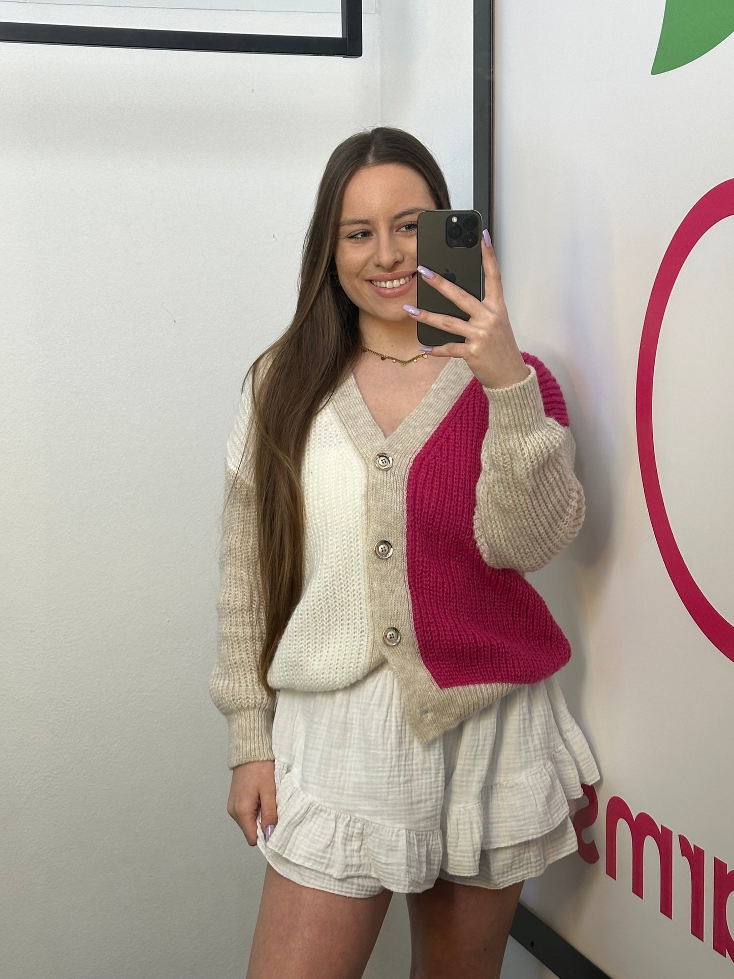 CARDIGAN „NOVA" ROSA/BEIGE