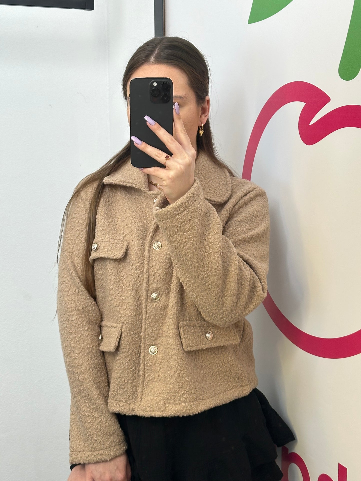 BOUCLÉ JACKE „CLARA" BEIGE