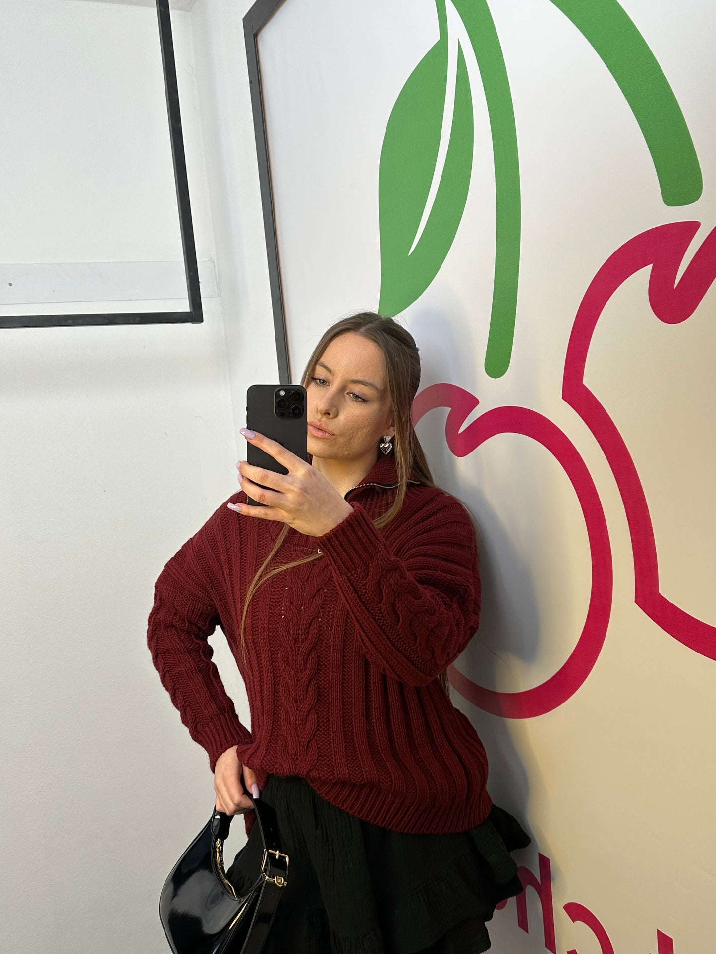 ROLLKRAGEN PULLOVER „COZY" BURGUNDER
