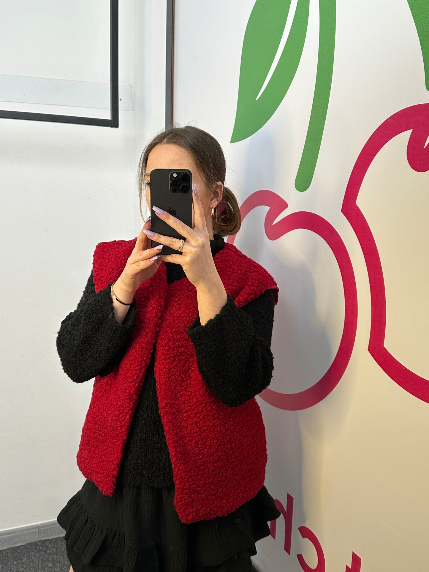 ärmelloser Jacke "TEDDY“ Burgunder