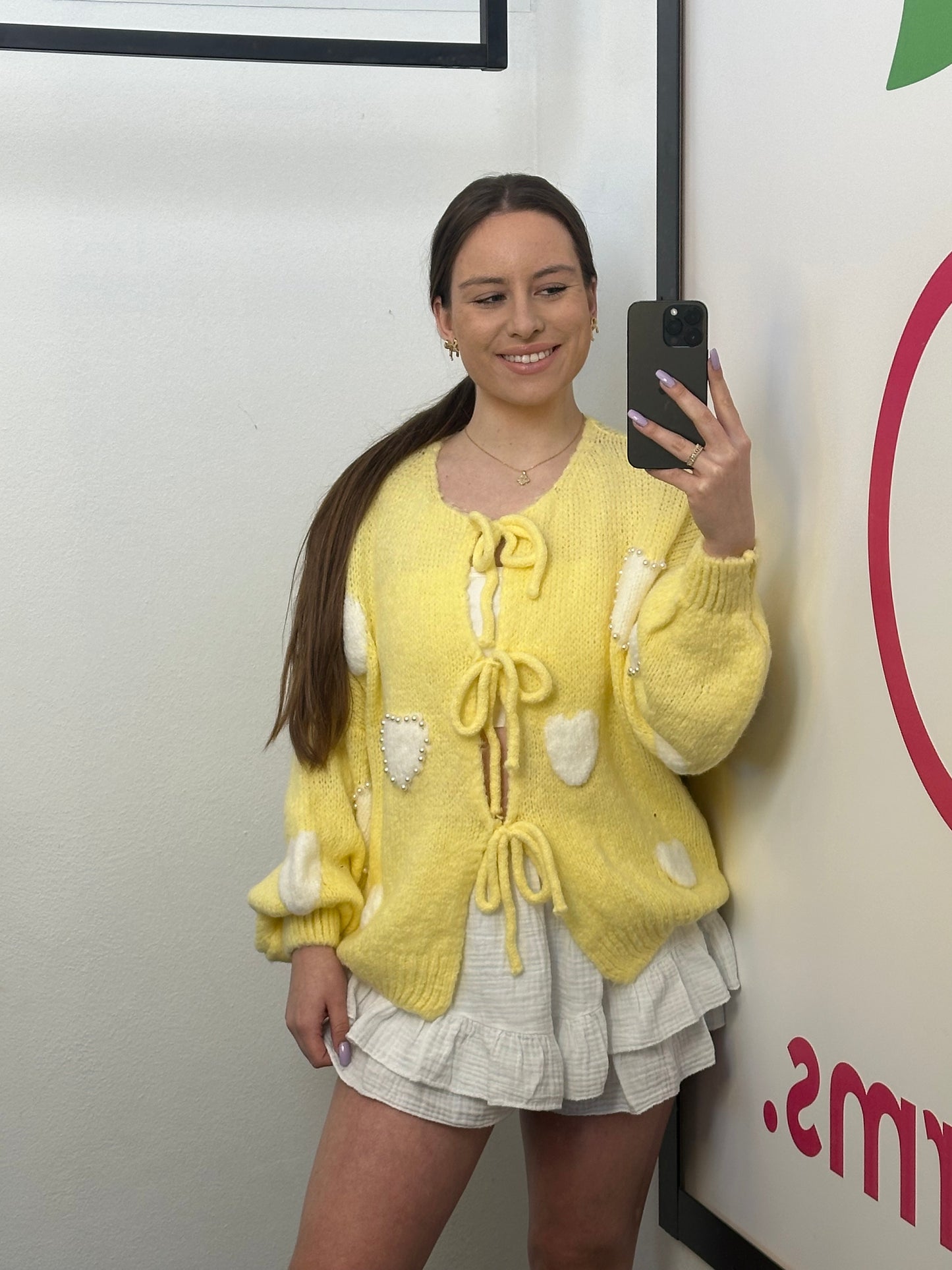 VALENTINES CARDIGAN „PERLI" GELB