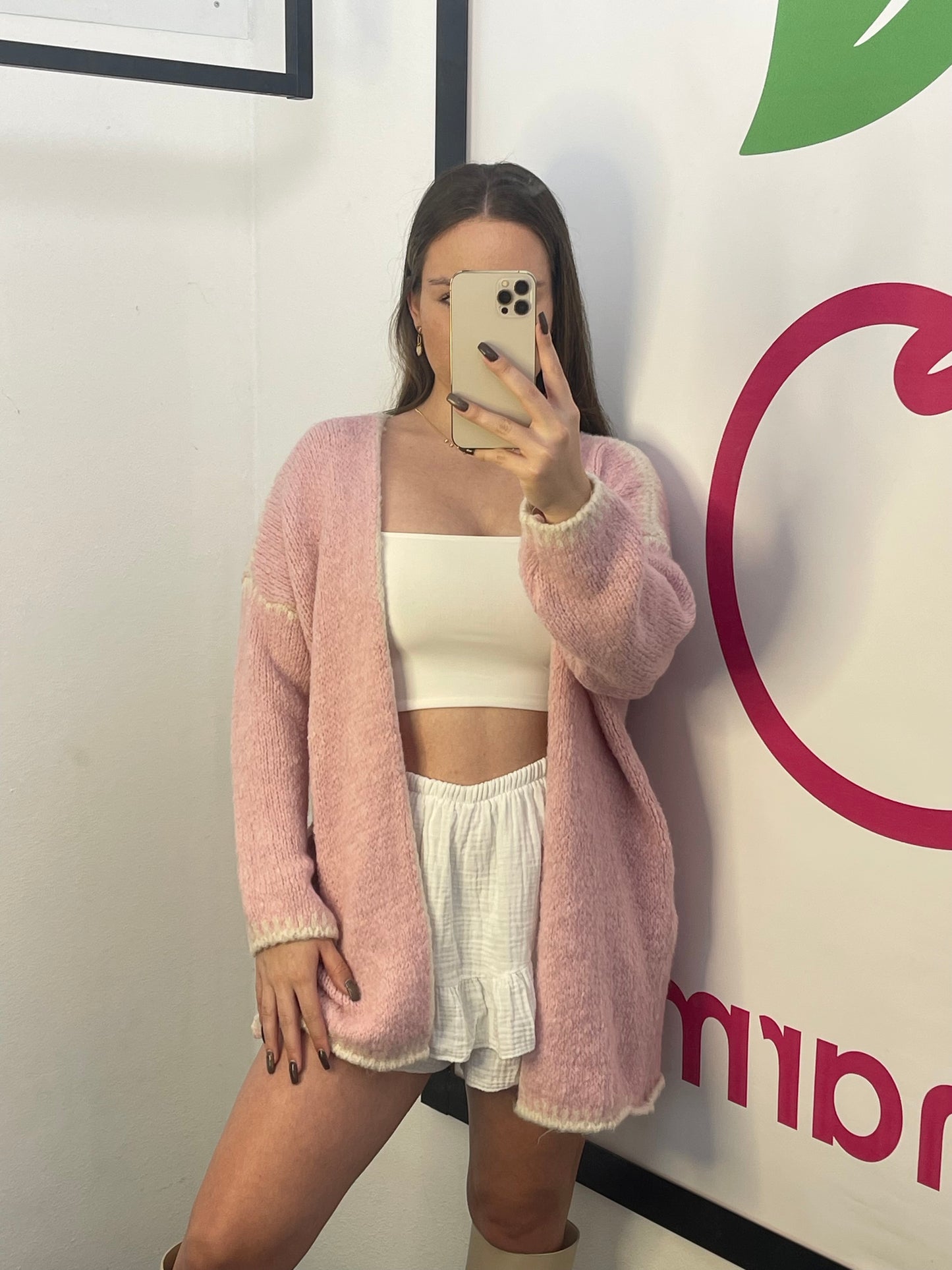 CARDIGAN "ROSI" in Zartrosa