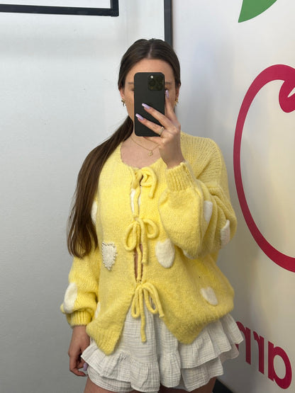 VALENTINES CARDIGAN „PERLI" GELB