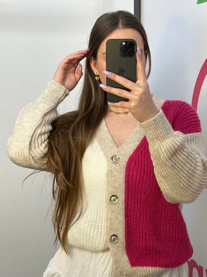CARDIGAN „NOVA" ROSA/BEIGE