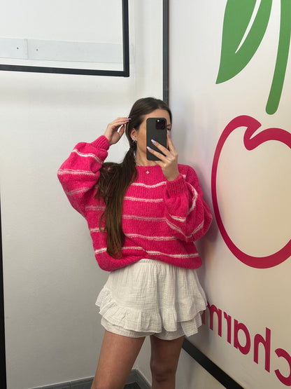 STRICKPULLOVER "FUCHSI" mit Verzierungen