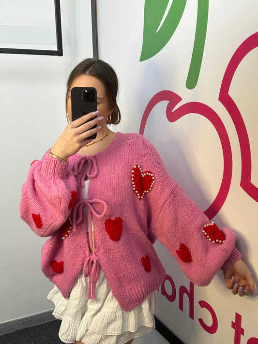 VALENTINES CARDIGAN „PERLI" PINK