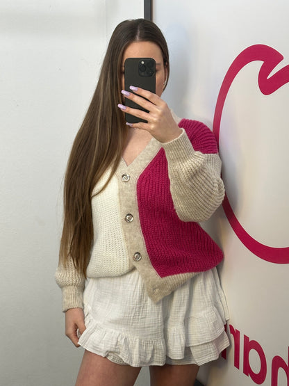 CARDIGAN „NOVA" ROSA/BEIGE