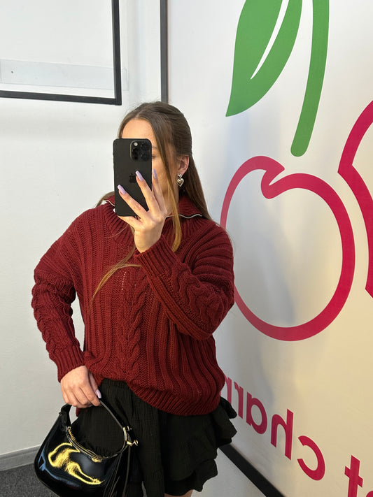 ROLLKRAGEN PULLOVER „COZY" BURGUNDER