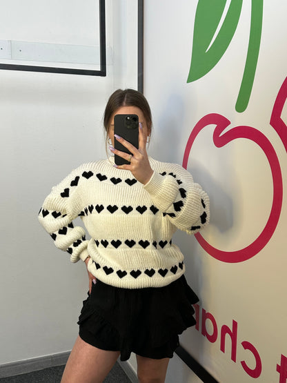 PULLOVER „LOVER" WEISS/SCHWARZ