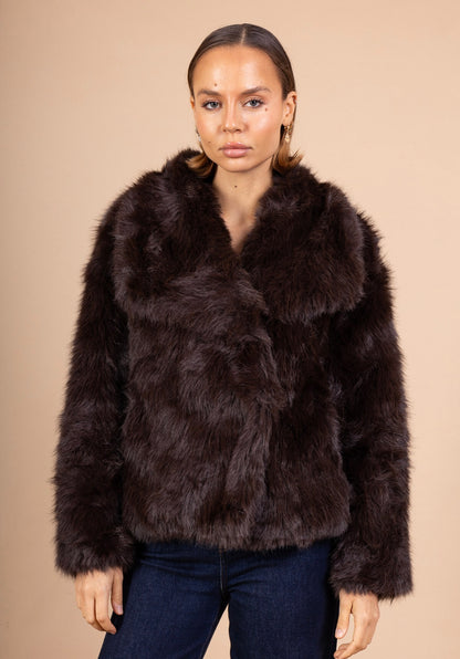 FELLJACKE JACKE „TED" DUNKELBRAUN