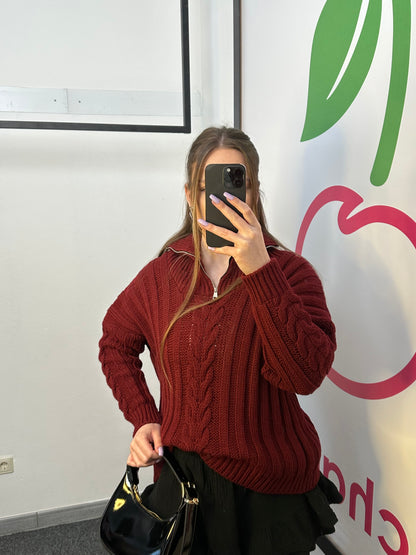 ROLLKRAGEN PULLOVER „COZY" BURGUNDER