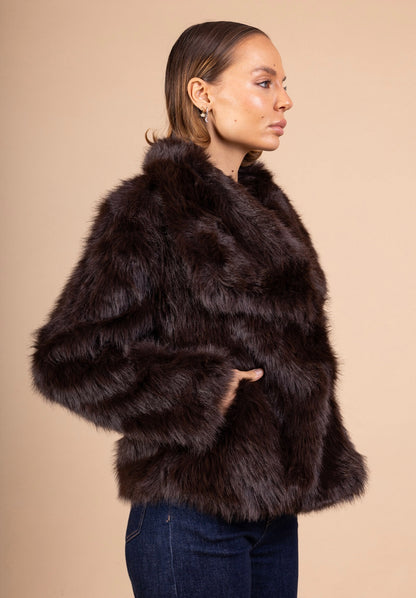 FELLJACKE JACKE „TED" DUNKELBRAUN