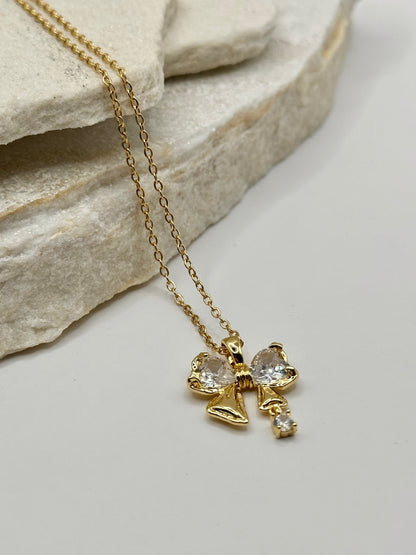 BOW SHINE NECKLACE GOLD