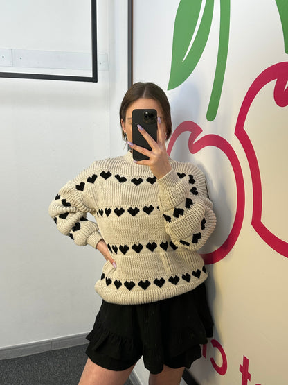 PULLOVER „LOVER" BEIGE/SCHWARZ