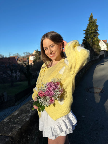 VALENTINES CARDIGAN „PERLI" GELB