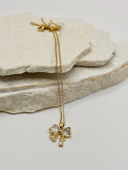 BOW SHINE NECKLACE GOLD