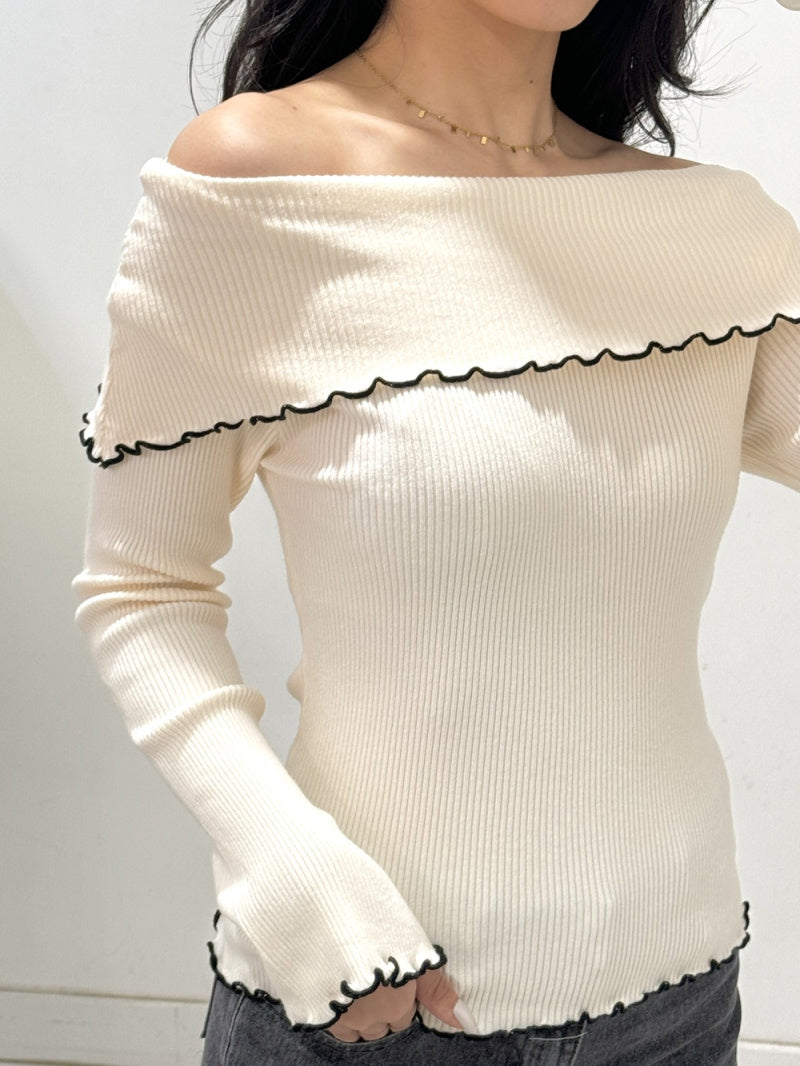 PULLOVER "ROSY" SCHULTERFREI MIT RÜSCHEN